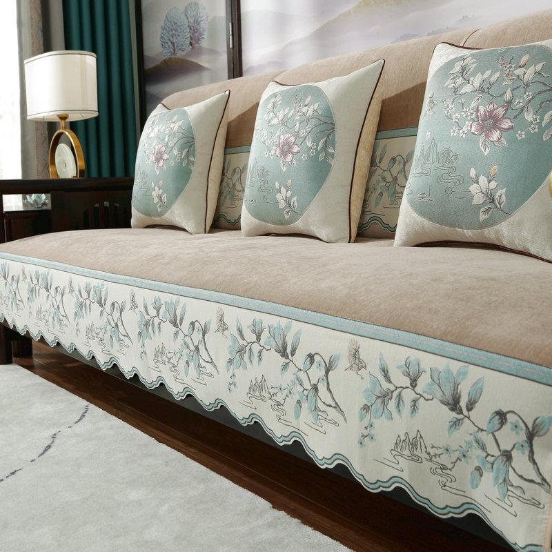 Chenille Chinese Style Sofa Cover Jacquard Fabric Edge Sofa Cushion Living Room Decor Four Seasons Universal Anti-slip Slipcover