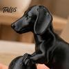 Industrial Style Home Accents Mini Dachshund Football Figurine, Matte Black 3D Printed Statue, Pet Owner Keepsakes Modern Minimalist Ornament