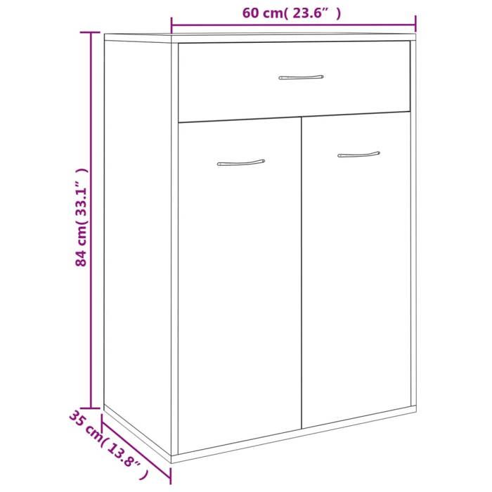 VidaXL Armoire à chaussures Chêne sonoma 60x35x84 cm Aggloméré