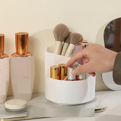 Otočný organizér na make-up 4 přihrádky Velkokapacitní úložný box Plastový kompaktní stolní držák na kosmetické štětce Psací potřeby