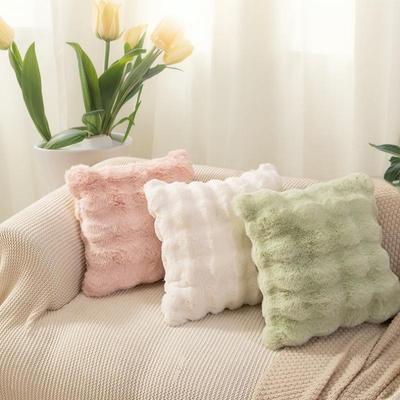 Nordic Cross-Border Bubble Rabbit Fur Plush Cushion Cover - Autumn/Winter Sofa & Bedroom Pillow