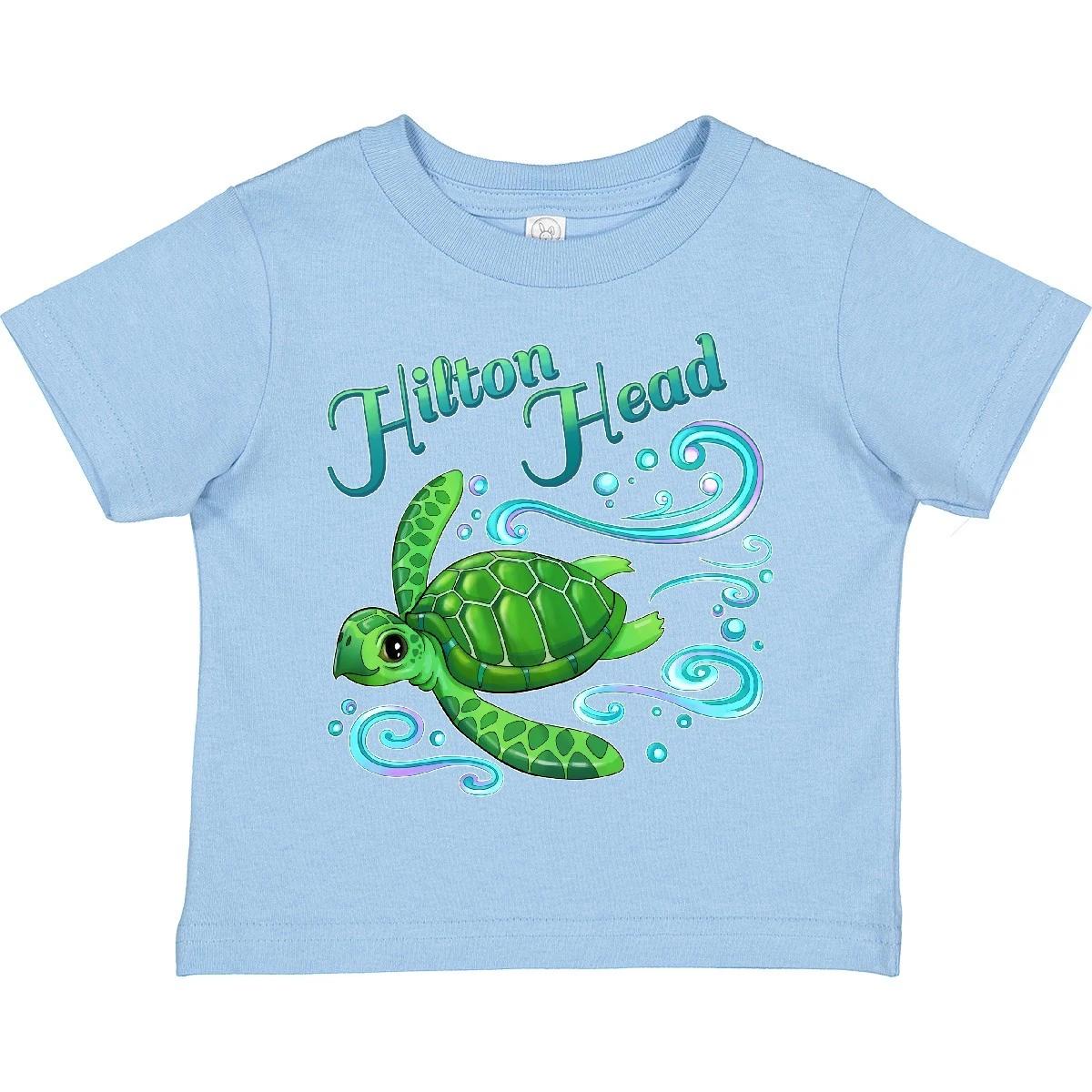 

Inktastic Hilton Head Cute Sea Turtle With Waves And Bubbles Toddler T-Shirt Kid 110