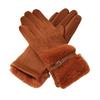 Women's Winter Suede Gloves with Fur Cuffs Soft Warm Touchscreen Cycling Gloves Ladies Fleece Lined Windproof Gloves for Cold Weather