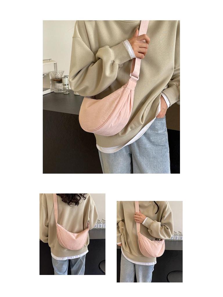 Women's Versatile Small Nylon Crossbody Dumpling Bag - Solid Color Shoulder Bag