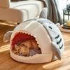 Shark Shape Cat Cave Bed Tent for Indoor Small to Large Cats Machine Washable Ultra-Soft Cushion Anti-Slip Bottom