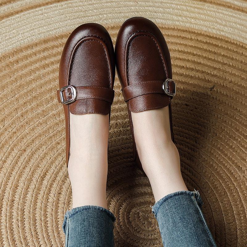The First Layer of Cowhide Single Shoes Spring New Retro Small Leather Shoes Fashion Versatile Women's Shoes Genuine Leather Summer