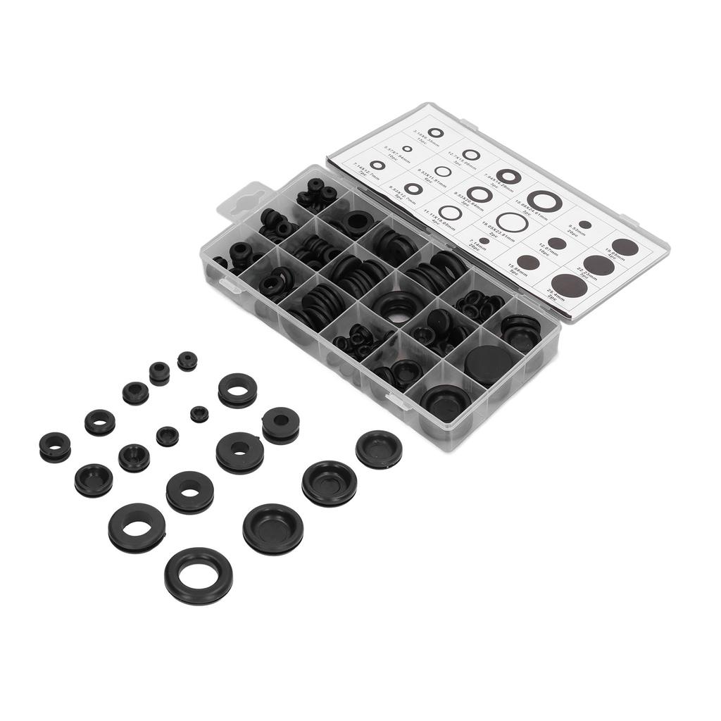 125 Stück Tüllen-Sortiment Gummi Dichtungsöse Ring Dichtung Kombinationsset für Automobil