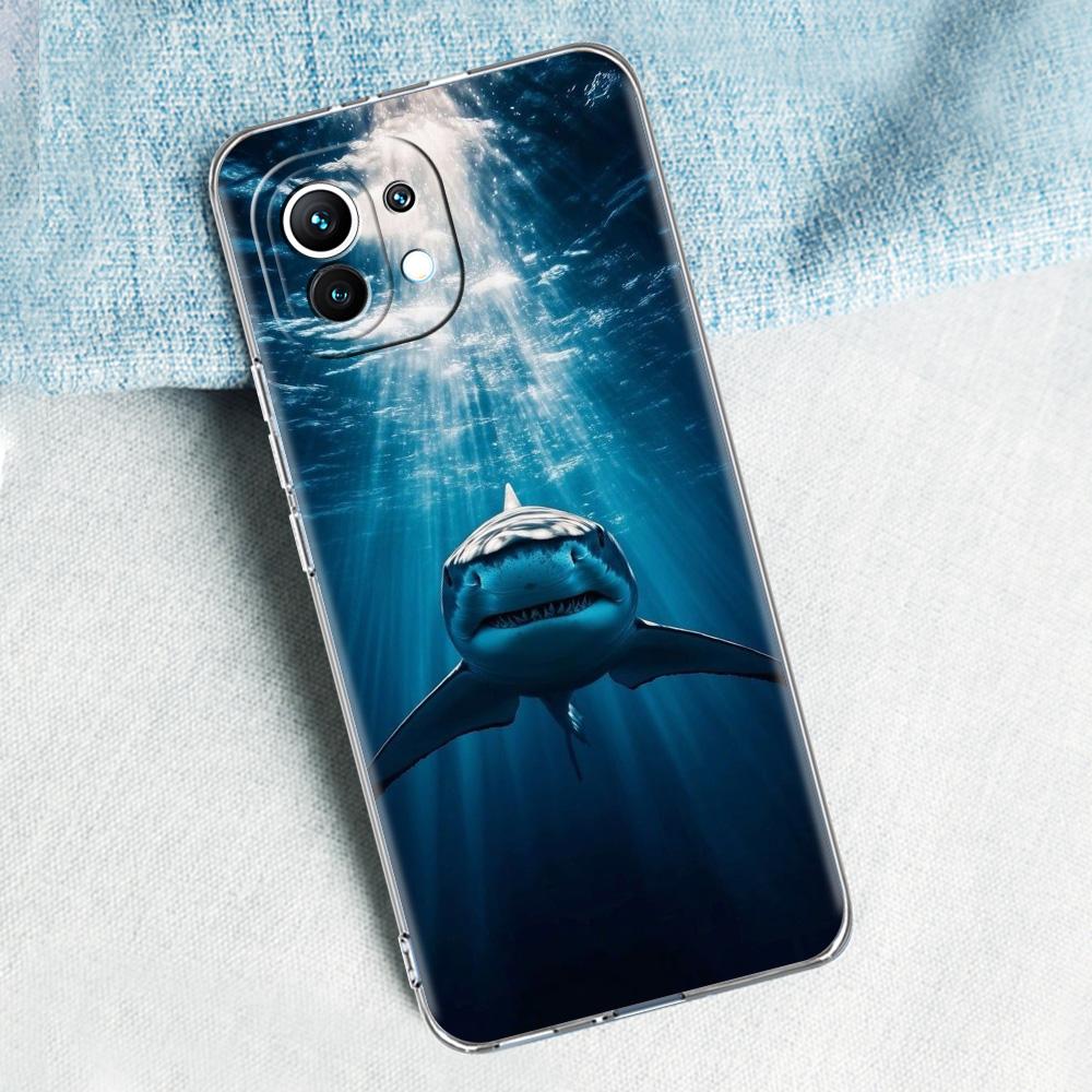 Phone Case For Xiaomi Mi 15 14 13 12 11 Lite 15T 13T 12T Pro Poco X7 X6 X5 Pro 5G X3 NFC F7 F6 F5 Clear Cover Shark