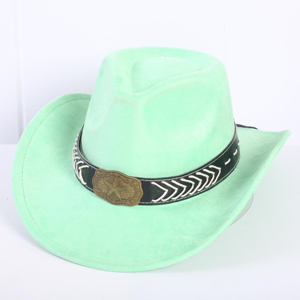 Beliebter europäischer und amerikanischer klassischer Wildleder Western Cowboyhut für Herren und Damen Mode LO Stil Herzförmiger Cowboyhut