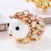Korean Style Cat Eye Pig Keychain Rhinestone Zodiac Pendant Women's Bag Charm