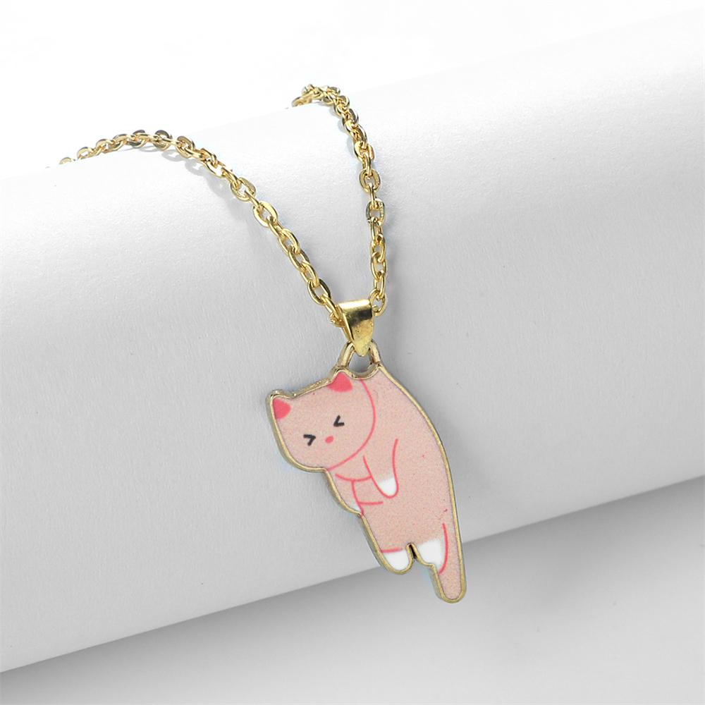 Cute Cats Pendant Necklaces for Girl Cartoon Animal Kitten Golden Alloy Chain with Lobster Clasp Fashion Jewelry Gifts for Women