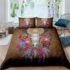 Exotic Bull Skull Duvet Cover Twin Queen Size Western Bedding Set Bohemia Flowers Quilt Cover Microfiber Feather Comforter Cover