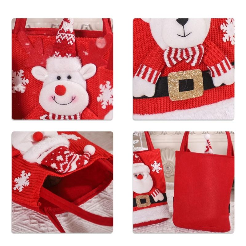 Festliche Filz-Geschenktasche mit Weihnachtsmann- und Schneemann-Motiven Süßigkeitentüten Geschenk für Weihnachtsverpackung