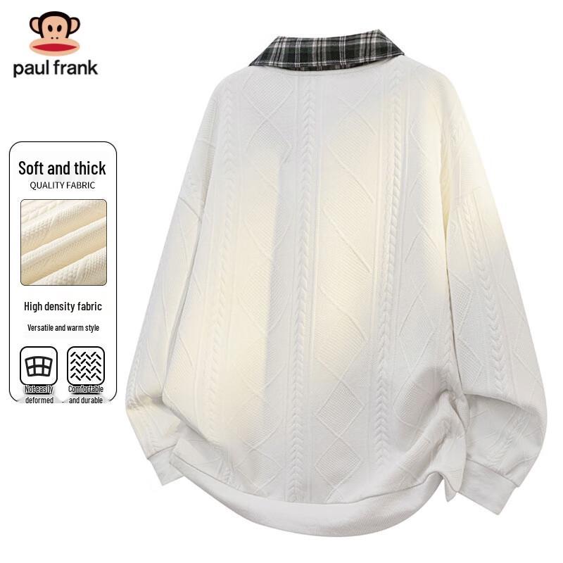 Paul Frank Men's Casual Fake Two-Piece Polo Long Sleeve Sweatshirt