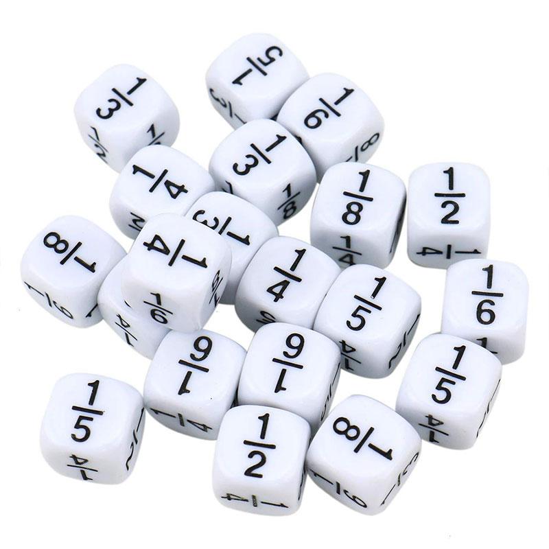 

10 Pcs/Set 16*16Mm Fraction Dice White Fractional Number Dices Montessori Educational Kids Math Toys For Children Games Toys