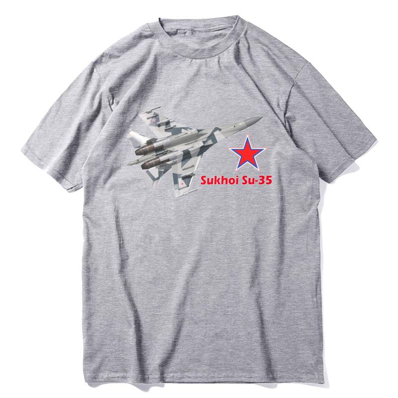 Russian Air Force Sukhoi Su35 Flanker Fighter Summer Cotton Short Sleeve ONeck Unisexs New S3XL
