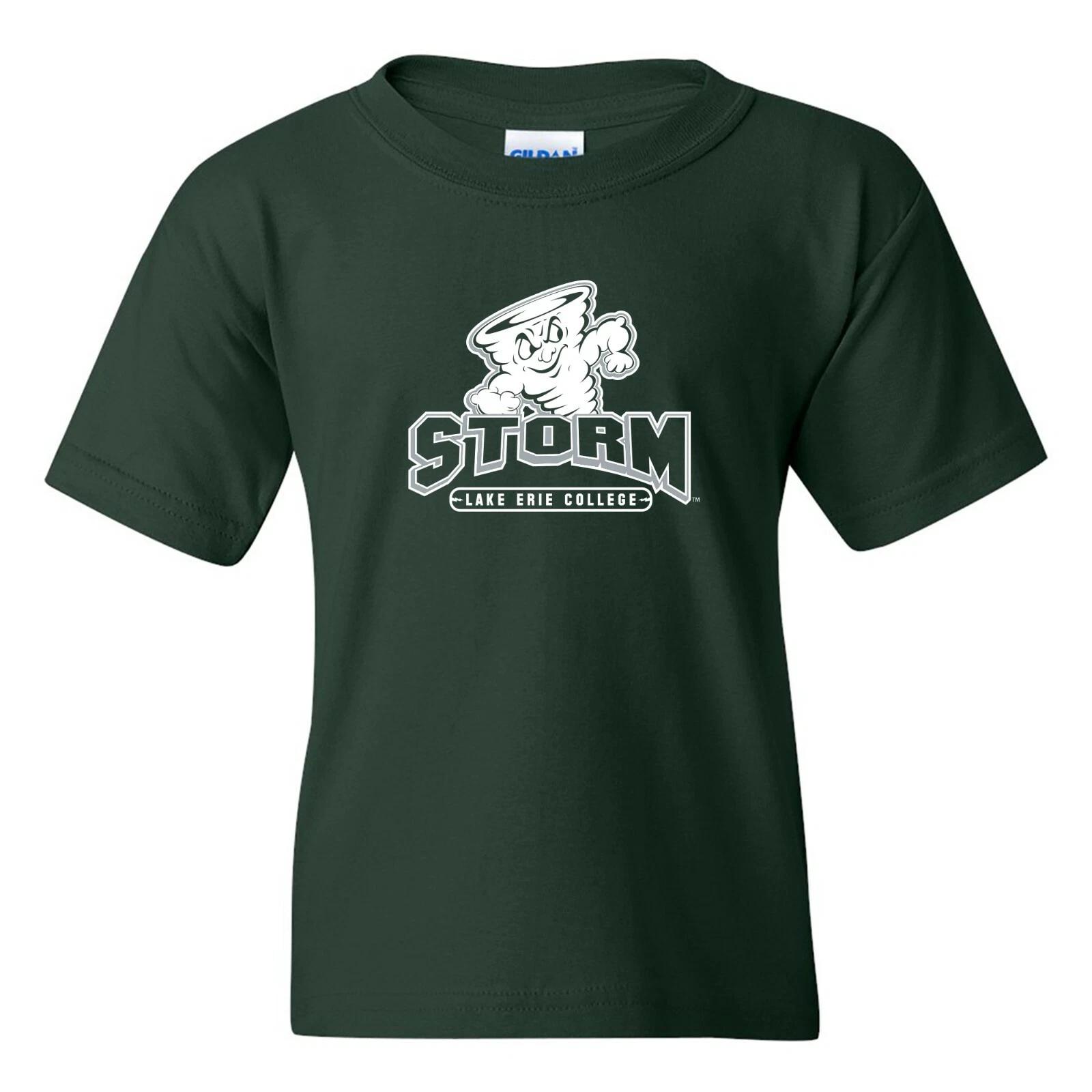 Lake Erie College Storm Primary Logo - University Team Youth T-Shirt - Forest 2XL