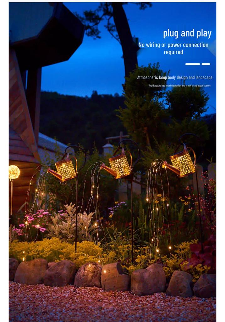 Angel Garden Outdoor Solar Courtyard Light - Copper Coin Kettle Design