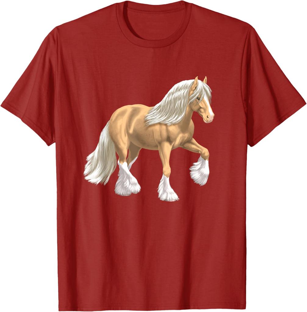 Cob Tinker Horse Graphic Print Round Neck Casual T-Shirt Breathable Lightweight Tee