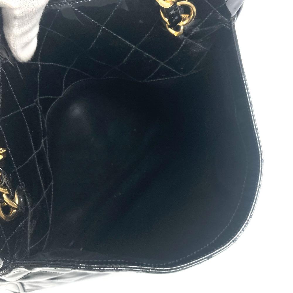 CHANEL Quilted Double Chain Bag Shoulder Bag enamel Black/Gold