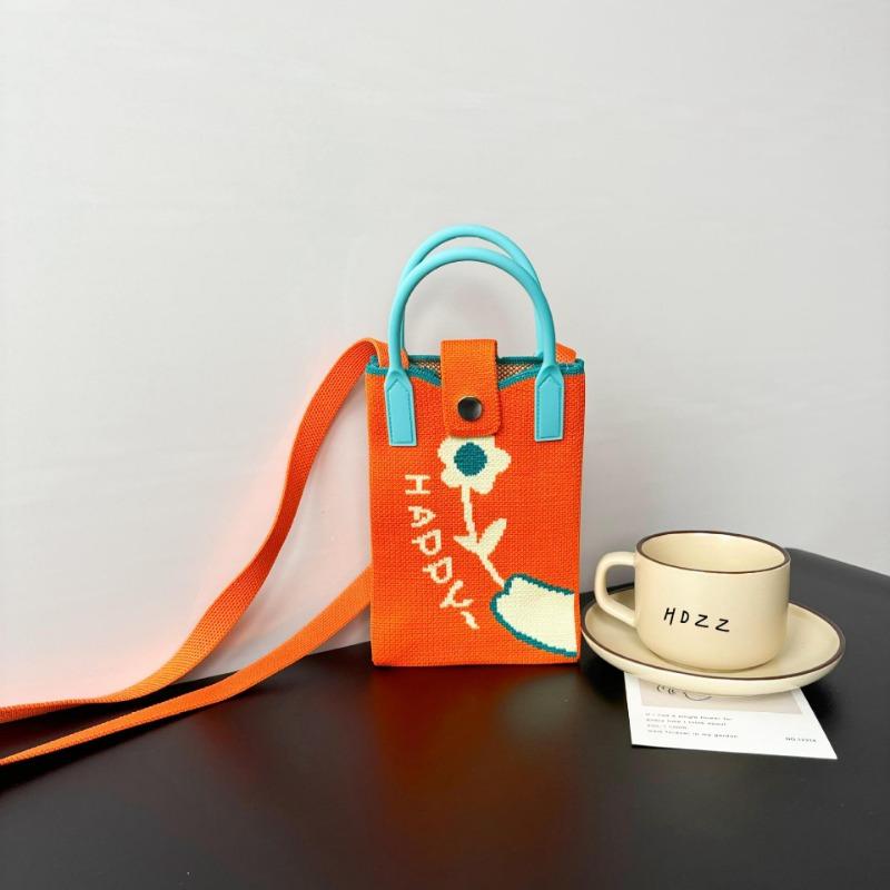 Mobile phone bag flower knitted bag niche versatile shoulder messenger bag trendy tote bag flower knitting