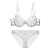 New French sexy underwear women's big breasts show small gathering bra ultra-thin breathable mesh embroidered bra