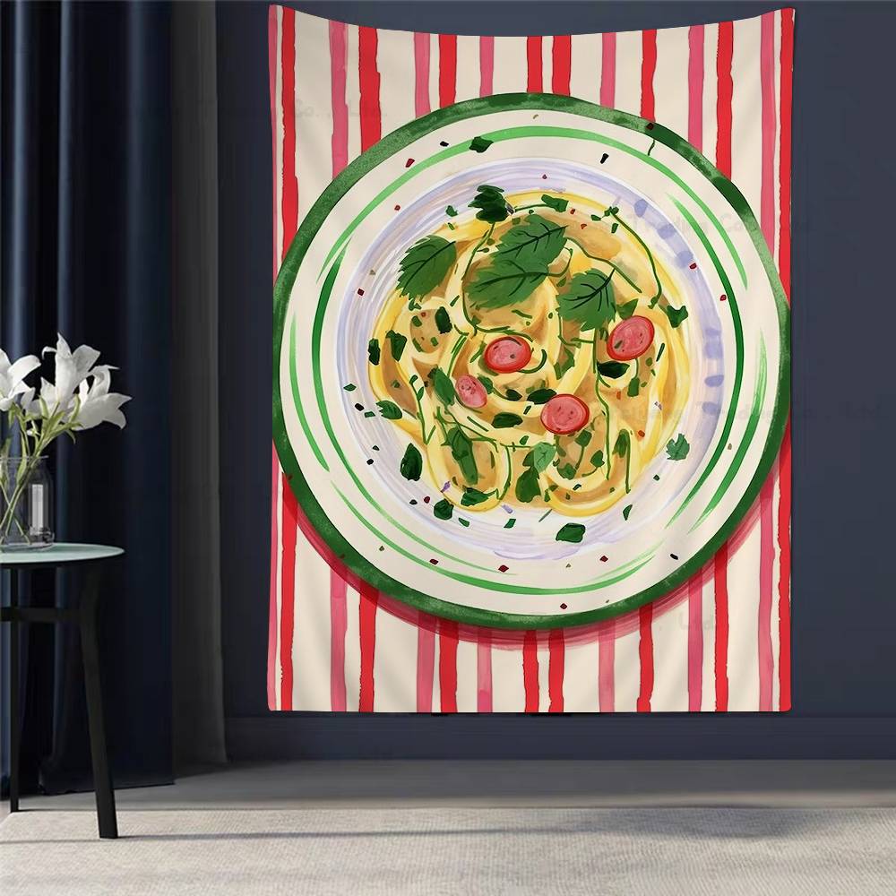 A Plate Of Food Top View Food Tapestry Art Printing Japanese Wall Tapestry Anime Wall Hanging Home Decor 74x94cm(29x37in)