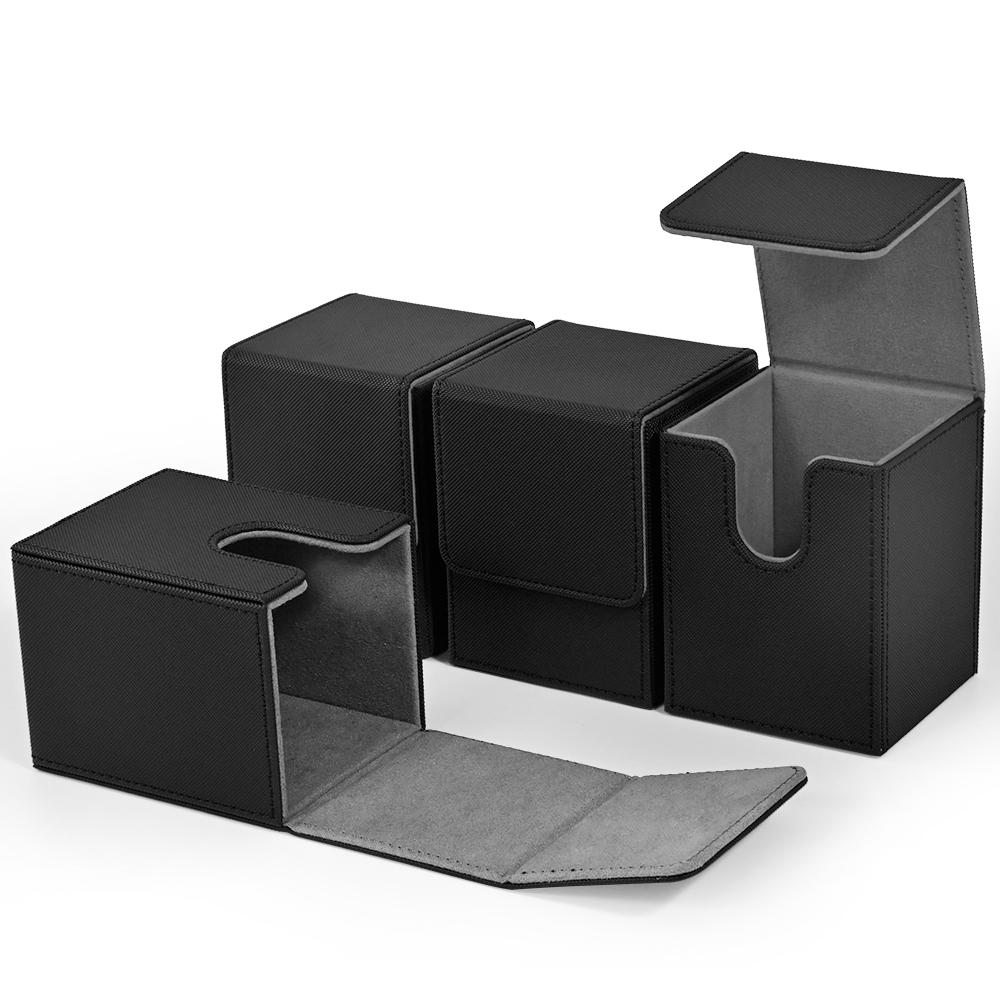 Card Deck Box 4 pack ,Card Storage Box holds 100+ Single Sleeved Cards, PU Leather Magnetic Closure for Magic cards TCG card