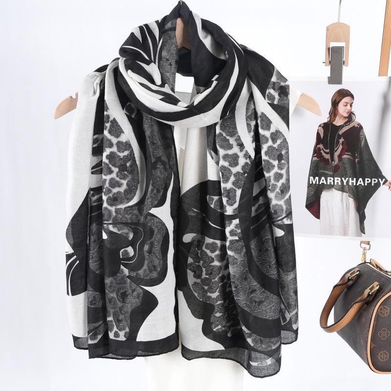 Autumn and Winter Thin Cotton and Linen Scarf Long Scarf Women's Four-season Warm Decoration Enlarged Thin Shawl Summer Beach Towel
