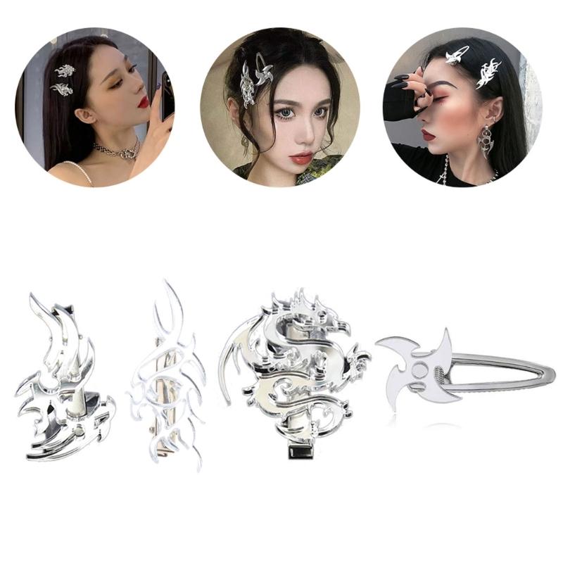 Punk Flame Dragon Duckbill Clips Totem Hair Side Clips Halloween Hair Grips Ponytail Decoration Cosplay Hair Barrettes