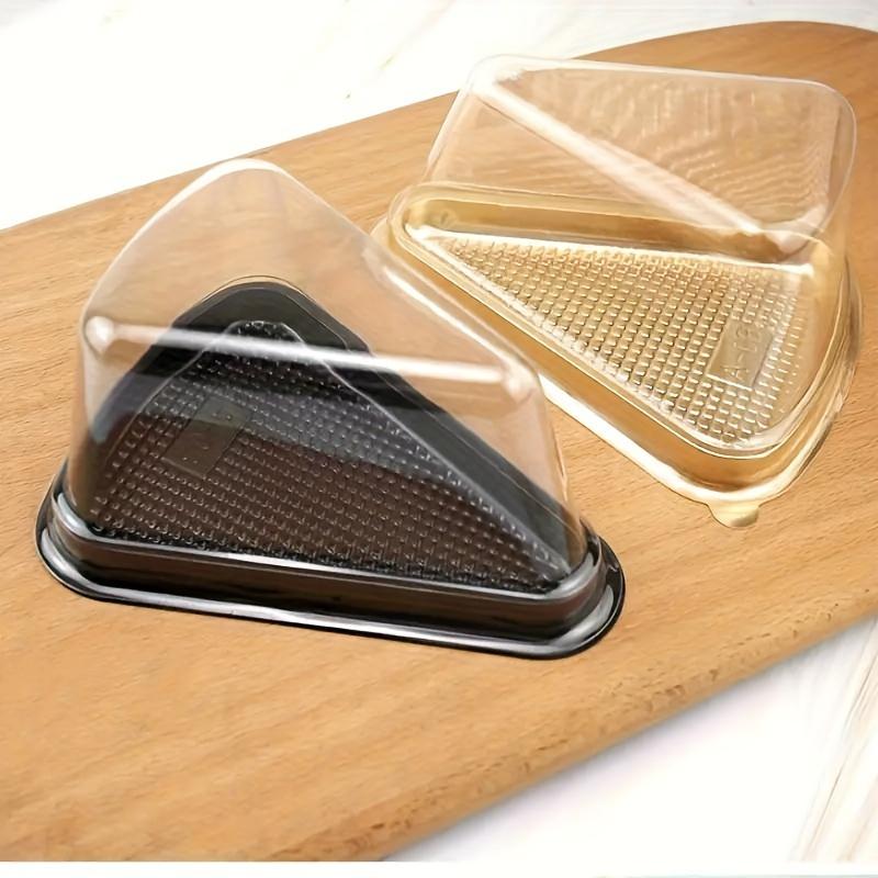 50pcs,Clear Cake Slice Containers,Cake Boxes,Disposable Plastic Cheesecake Containers With Lids,Birthday Party Favor