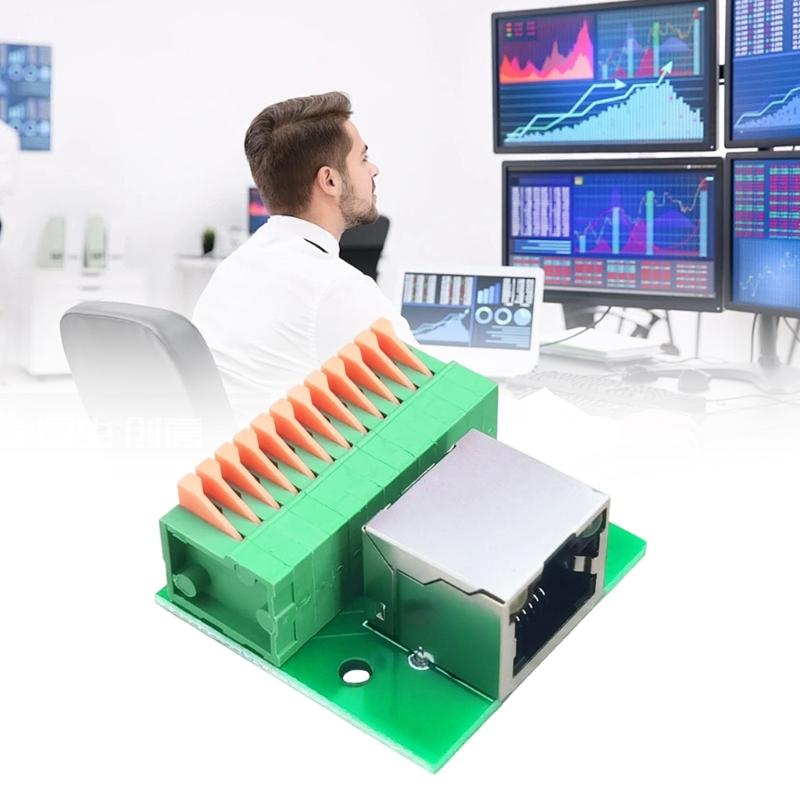 No Solder Required RJ45 Ethernet Port Terminals Block DIN Rail Adapter With Status Light For Secure Networkings Connection
