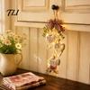 Rustic Office Wall Hanging Heart-Shaped Wooden Decorative Ornaments with LED Light, Farmhouse Heart Pendant Boho Bedroom Accents Vintage Beads & Jute