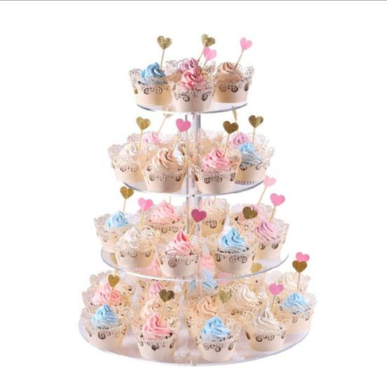 1 Set Cake Stand 3/4 Layers Transparent Round Large Capacity Easy Installation Acrylic Party Cupcake Tower Holder Wedding Supplies