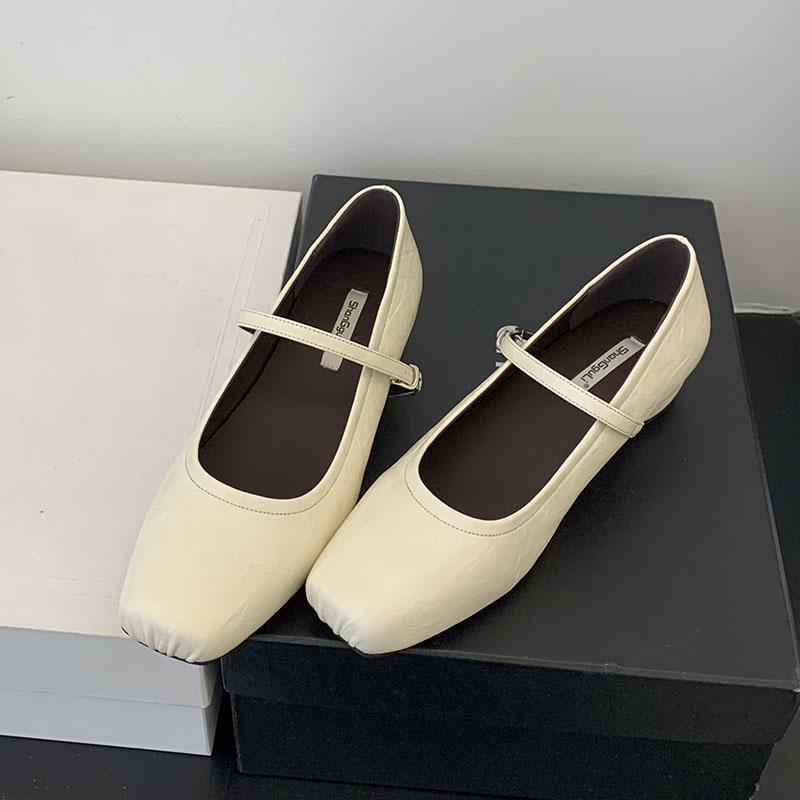 Fashion Fashion Buckle Strap Women Flats Mary Janes Shoes With Height Increasing Footwear Female Shallow Ladies Ballet Flats Shoes
