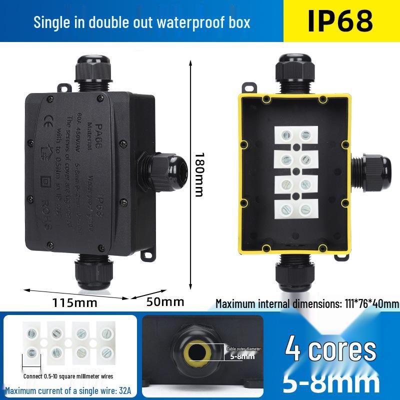 Outdoor IP68 Rainproof Plastic Junction Box with Terminal Block for PC Rooms & Street Lighting
