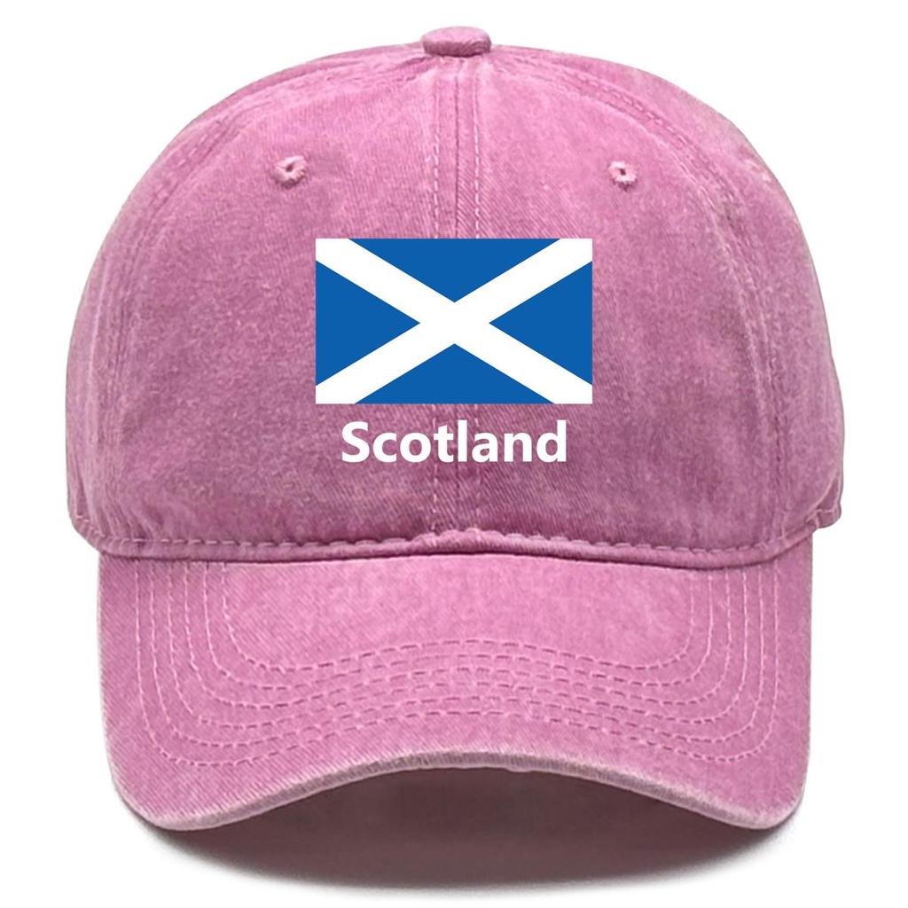 Flag of Scotland Print Adjustable Sun Hat, Patriotic Trucker Hat Non-Stretch Fabric Leisure Slouchy Unisex Snapback Baseball Hat