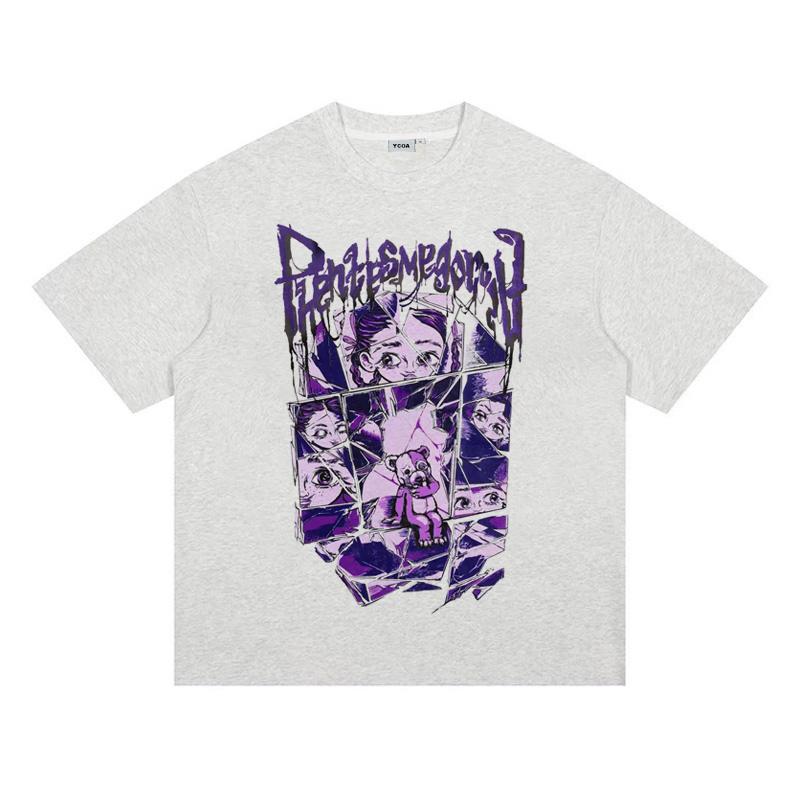 Mens TShirt Phantasmagoria Graphic Cotton Oversized Vintage Harajuku Short Sleeve Tops Tees Aesthetic Y2k Streetwear Clothing