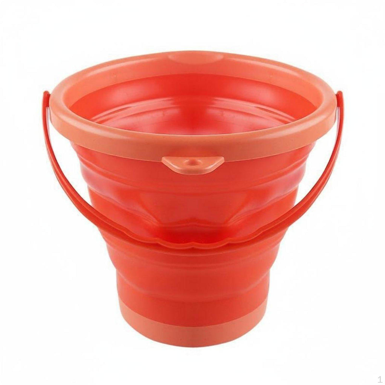 7 Pieces Foldable Beach Bucket Set SpaceSaving Sand Toy Pail and Tools Orange