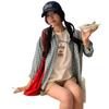 A Retro Shirt Jacket for Women, A Light and Laid-back Summer Style, Loose Long-sleeved Lapel Checkered Shirt
