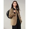 Jiuzi Anna Kou's minimalist smart style CHIC straight cut round neck suit jacket for women's autumn collection