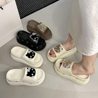Pantoufles d'intérieur épaisses à plateforme mode pour femmes, confortables et antidérapantes pour le printemps et l'été, pantoufles cool à une bride pour femmes