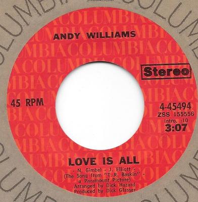 7-Zoll Schallplatte ANDY WILLIAMS - Love Is All / Help Me Make It Throu 445494 Columbia 1971 US Pop Gebraucht