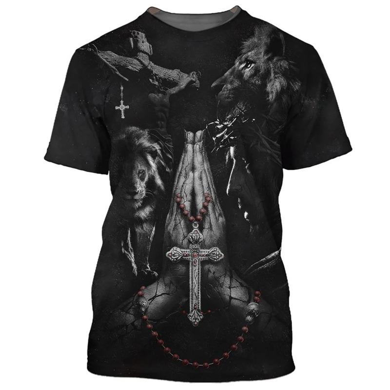 3D Jesus Cross Graphic Printed Men's T-Shirt Fashion Christian Religion