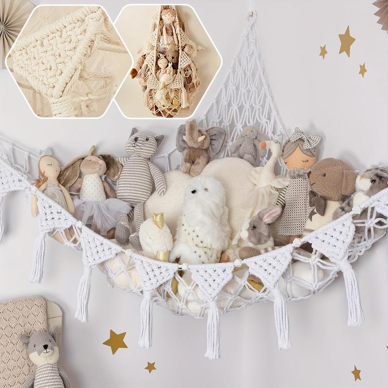 Stuffed Animal Toy Storage Hammock - Doll Stuff Animals Organizer Decorations - Cute Hanging Plushie Net Bedroom Room Decor