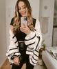 New autumn and winter sweater for women, loose contrasting stripes, reverse bone embroidery, knitted cardigan jacket for women 3583 KTB