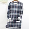 Women's Fashion Plaid Print Round Neck Long Sleeve Plush Winter Warm Pullover Top