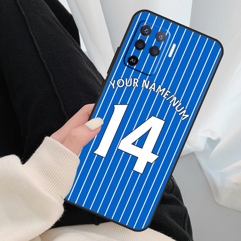 Personalised Football Number Strips Phone Case For OPPO A5 A9 2020 A31 A53 A53S A1K A15 A16 A52 A72 A83 A91 A93 A54 A74 A94