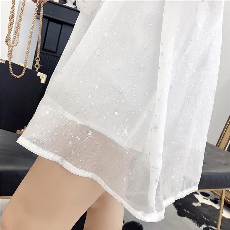 Ženy Sladká ohlávka Šifon bez rukávů Šněrování V pase Kravata A-Line Středně dlouhá sukně Elegantní volné šaty s hvězdami s flitry