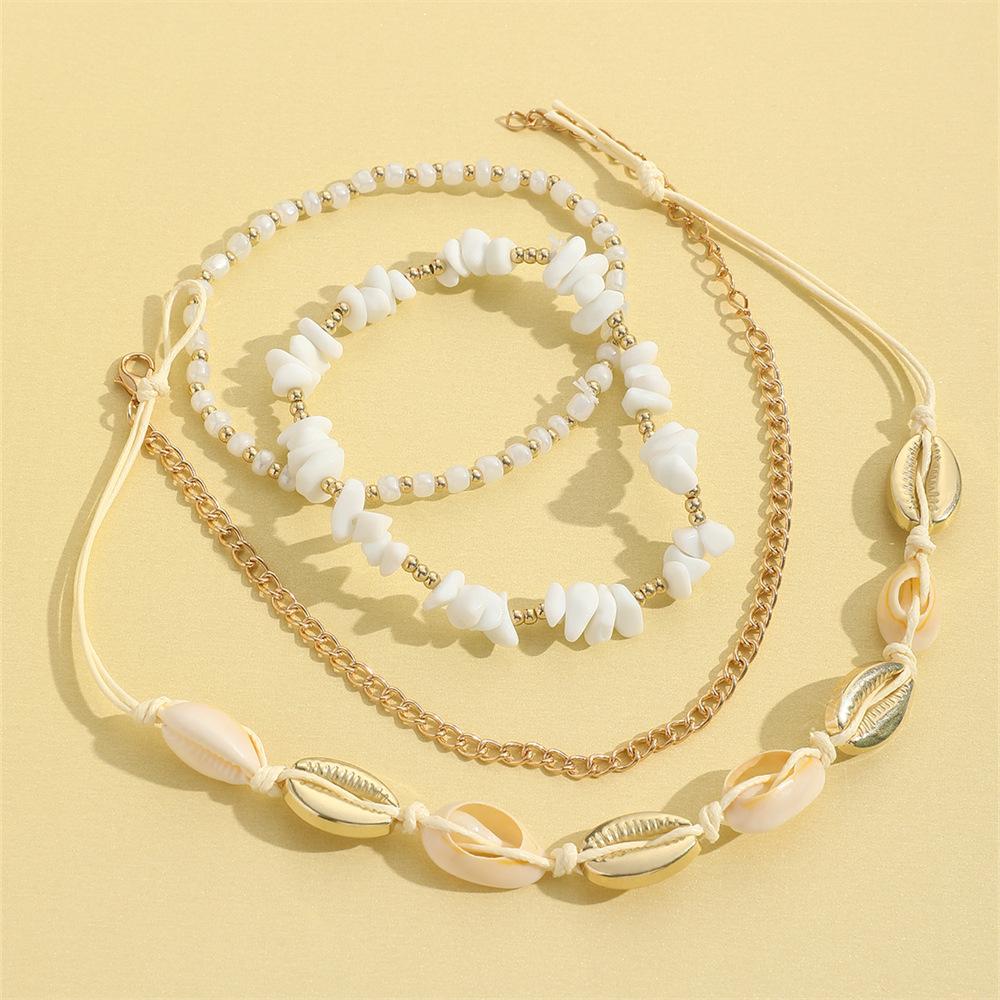 4 In 1 Bohemian Beach Stacked Shell Anklet for Ladies